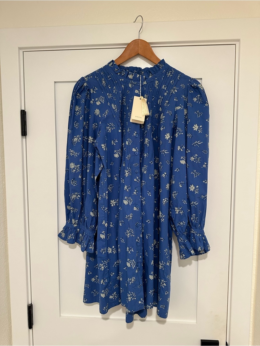 Doen Dulcie Dress Blue Bouton De Rose NWT